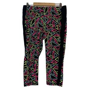 Lane Bryant 14/16 Leggings Black Neon Capri Crop Yoga Pants LB Plus  Activewear